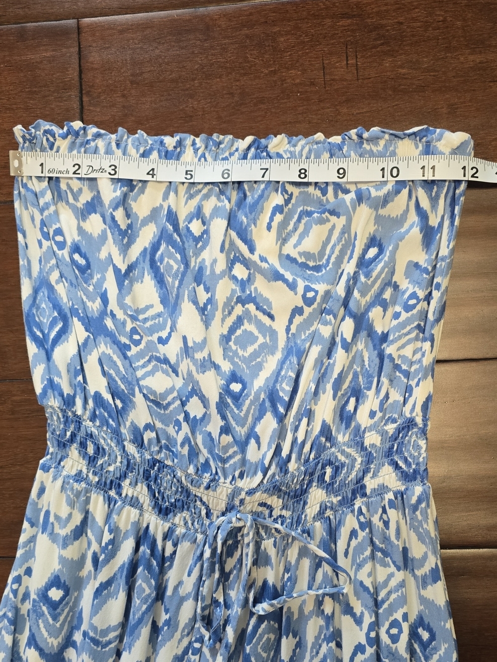 Jessica Simpson Blue and White Printed Strapless Dress - Picture 16 of 16